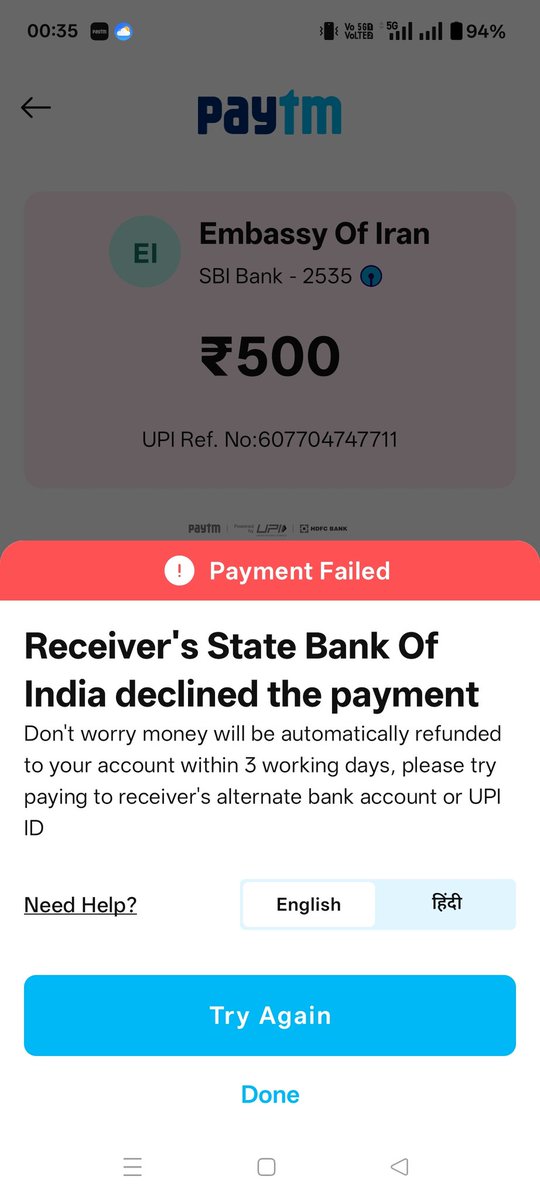 SHAHHASAN123's tweet photo. @Iran_in_India Why payment declined by State Bank of india? @Iran_in_India @IRIran_Military @SupremeLeaderI https://t.co/mVjqpcOEzH
