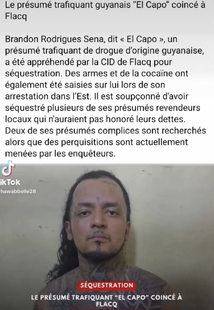 AntillesKamo97's tweet photo. 🚨Depuis l’arrestation de Brandon Rodriguez dit KAPO à l’Ile Maurice, une vaste enquête est en cours, 15 arrestations ont été faits en Guyane, Il est à la tête d’un réseau complexe et ingénieux, la Guyane demande son extradition. https://t.co/QrP3b2wbMK