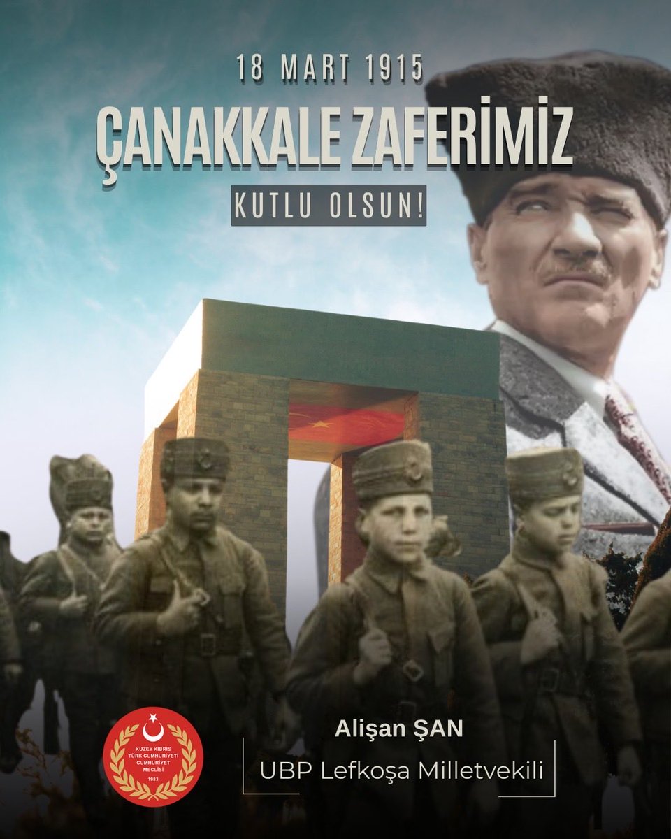 alisansankktc's tweet photo. 18 Mart 1915…
Bir milletin diriliş destanı.

Çanakkale’de vatan için can veren kahramanlarımızı, esir edilip Kıbrıs’a getirilen ve Mağusa’daki Çanakkale Şehitliği’nde ebediyete uğurlanan yiğitlerimizi rahmet ve minnetle anıyorum.

Çanakkale geçilmez! 🇹🇷 https://t.co/VWpNqtsWOL