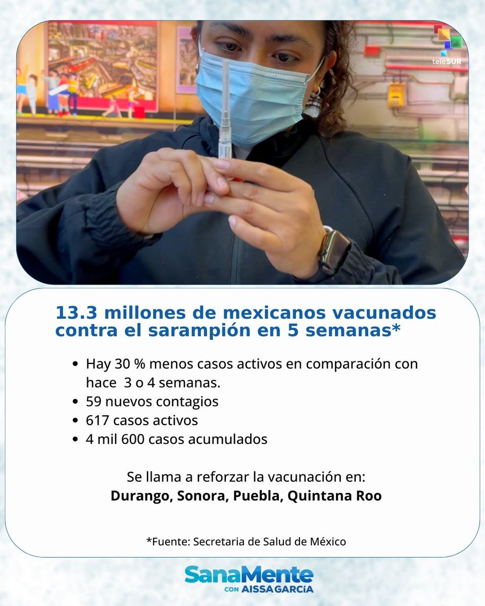 La vacunación en México ha logrado frenar los contagios por sarampión en lo que va del 2026.