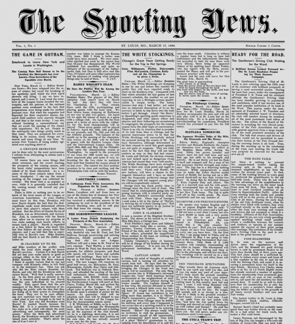 sportsphotos's tweet photo. 140 years ago today, the very first issue of The Sporting News was published. https://t.co/gW0tew8lxi