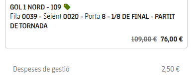 Vuitens de champions. Un preu acceptable pels socis no abonats.