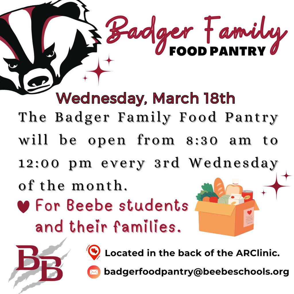 The Badger Family Pantry food distribution will be tomorrow,  Thursday, March 18th.