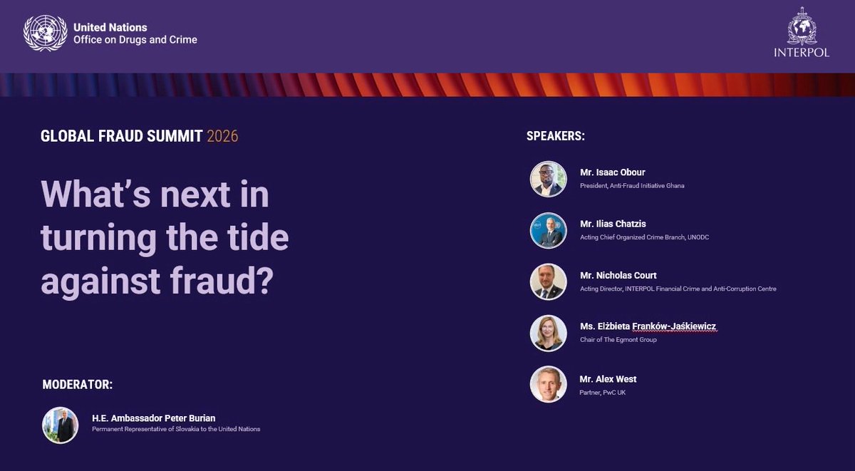 Slovakia_OSCE's tweet image. 🇸🇰✨ Today @AaLHumanRights , had the honor of leading the closing session of the Global Fraud Summit 2026 in Vienna, discussing the future of the fight against fraud. Slovakia stays firmly committed to global cooperation against organized fraud. #GlobalFraudSummit #UNODC