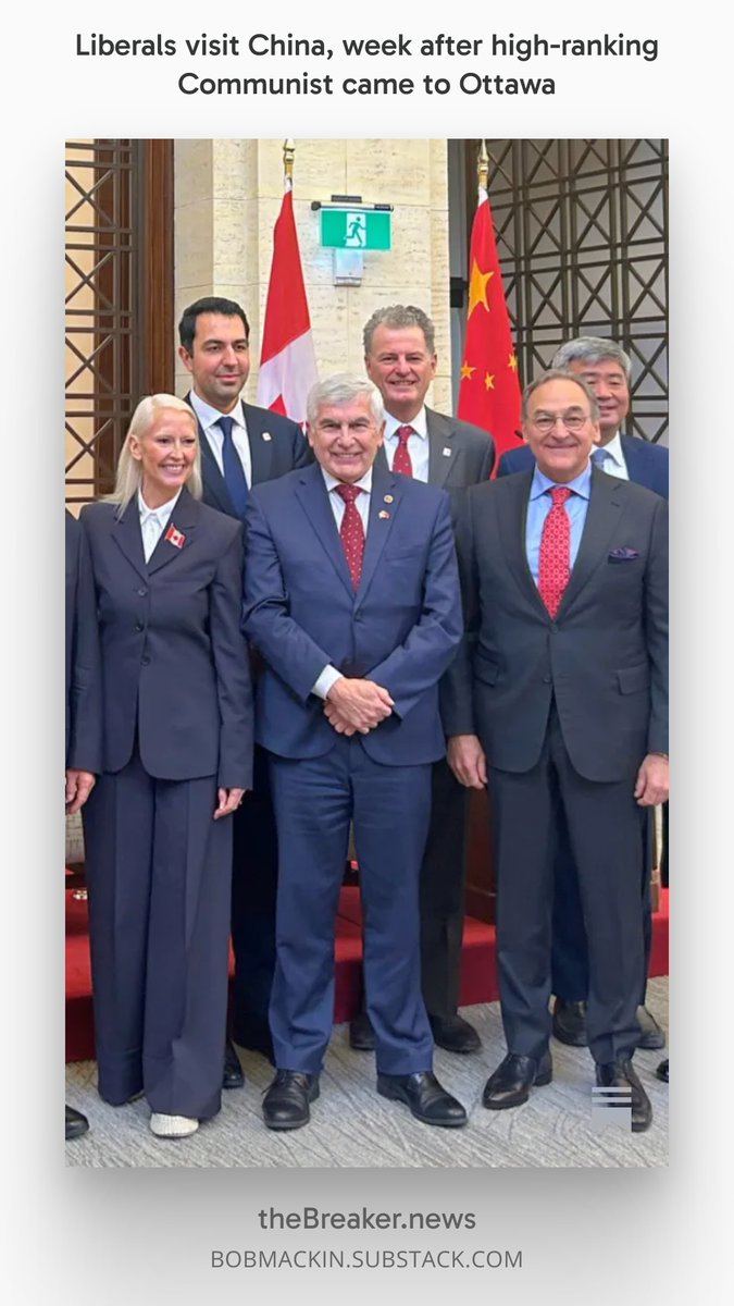 bobmackin's tweet image. 🚨A senator from Quebec and an MP from B.C. are in China right now, the week after a high-ranking Communist visited Ottawa. #cdnpoli #ccp #ufwd #bcpoli #vanRE 

🔗open.substack.com/pub/bobmackin/…