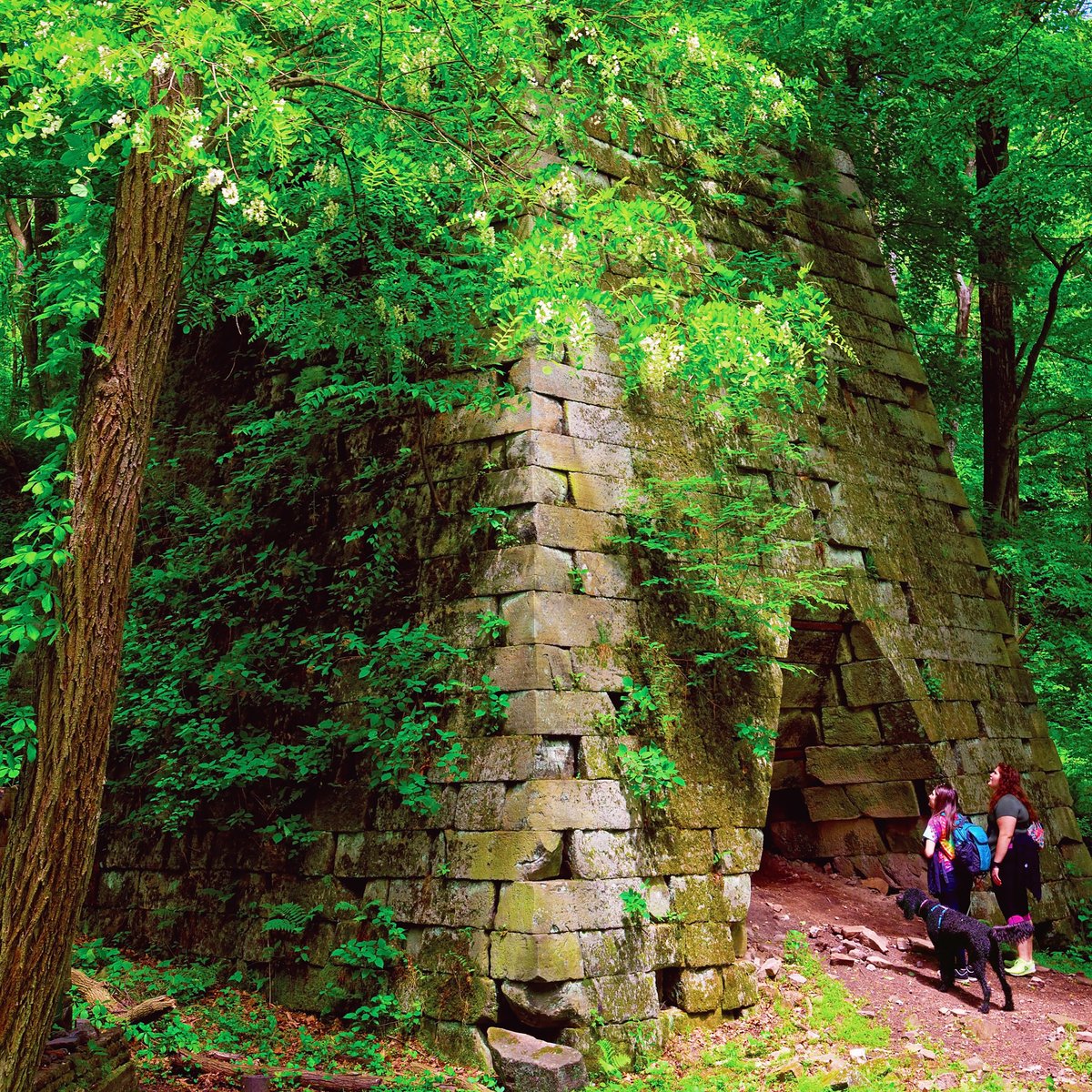 Mark_A_Shephard's tweet photo. Happy 🍀 Day! It is white here in NCWV, so here is some green from the past.

Two women and their dog visit the historical industrial Henry Clay Furnace located within Coopers Rock State Forest near Morgantown, West Virginia.

https://t.co/ivVbKDdPDX

@WVtourism #WVtourism https://t.co/Aq8vi5Uavw