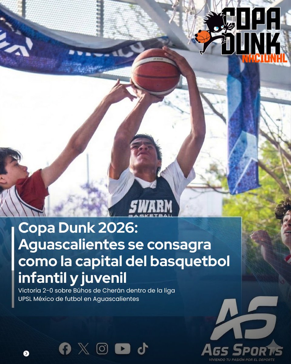 🚨 RESULTADOS FINALES: Concluye la Copa Dunk 2026 en Aguascalientes.

✅ +120 equipos nacionales. ✅ Sedes: Norberto Mena, Marlyc, Rodolfo Reyna y Hoop House. ✅ Castores Nungaray y Academia Nets entre los máximos ganadores.
Mira el cuadro de honor y los MVPs de todas las