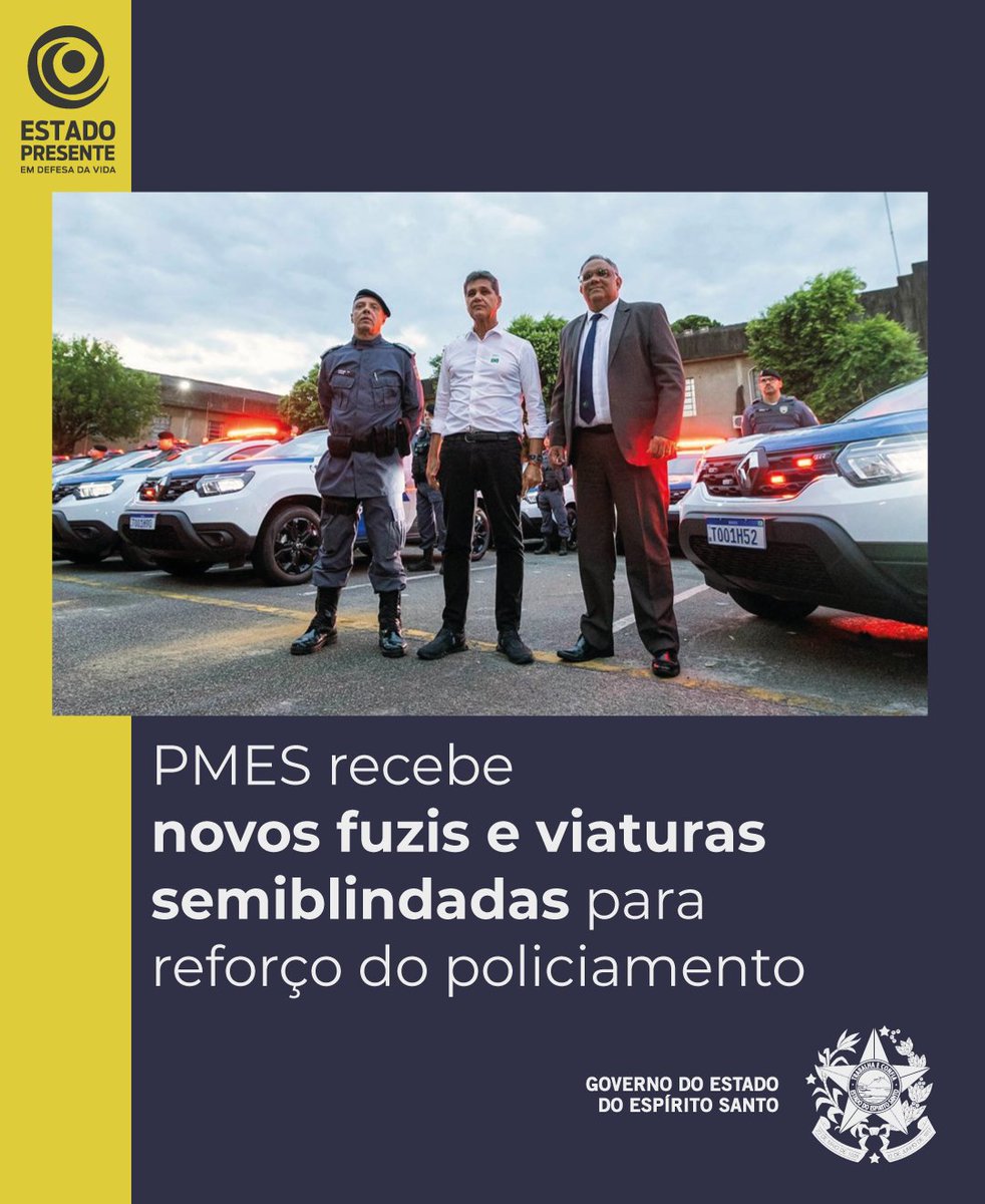 O vice-governador e coordenador do Programa Estado Presente em Defesa da  Vida, Ricardo Ferraço, realizou, nesta segunda-feira (16), a entrega de  novos fuzis e viaturas semiblindadas para a Polícia Militar do Espírito  Santo (PMES). 

es.gov.br/Noticia/pmes-r…