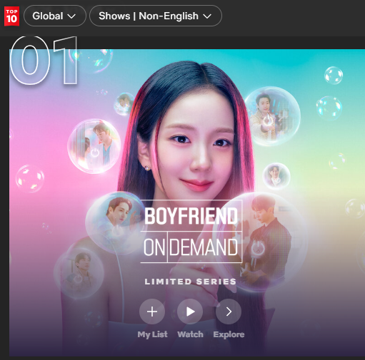 ForeverKimJisoo's tweet photo. Boyfriend On Demand is #1 on Netflix’s Global Top 10 Non-English Shows—garnering 4.8M views and trending in 47 countries this week. https://t.co/ny7T6Ti8cI