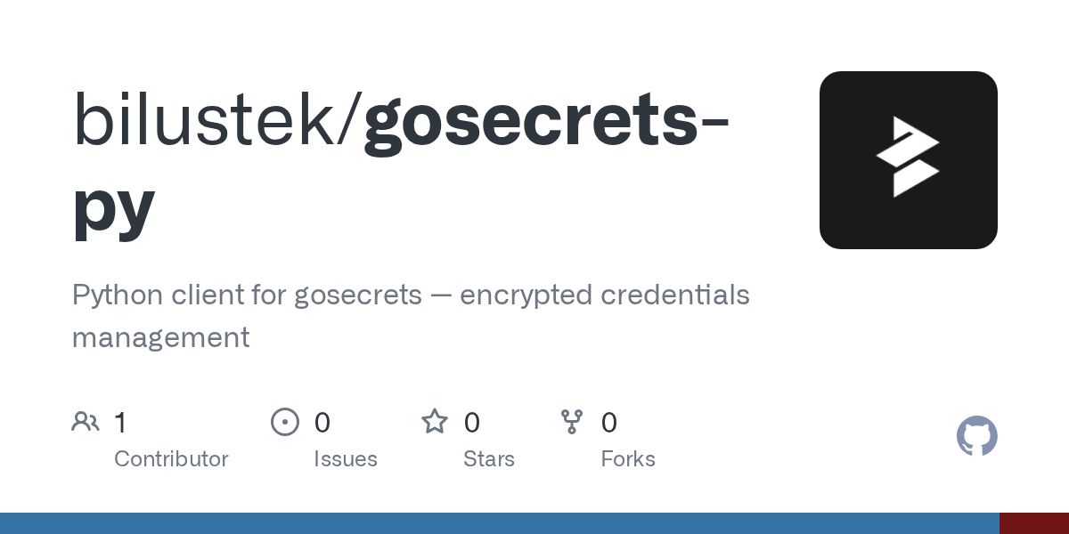 bilustek's tweet photo. Exciting news for developers! Gosecrets now offers a Python SDK, previously exclusive to Go. Discover it here: https://t.co/kfmZrTmk6s. Integrating secure secrets management into Python projects easier than ever. #python #gosecrets https://t.co/FxkZPJeUU8