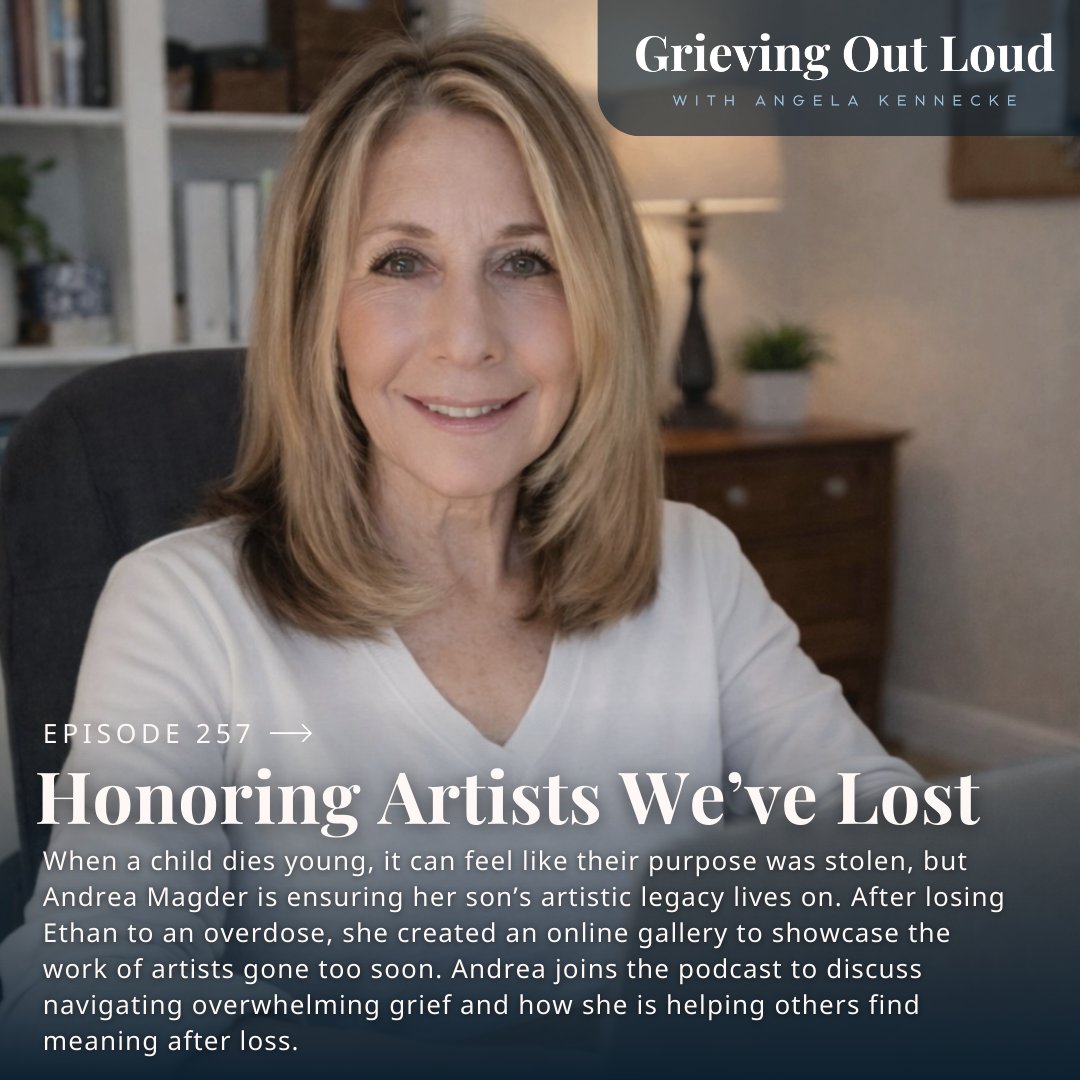 EmilysHope_'s tweet photo. What happens to a person’s creative legacy after they are gone? 

Andrea Magder joins the podcast this week to share how she’s honoring her son Ethan's memory by showcasing the work of artists we've lost. 

🎧 Listen now: https://t.co/EvPDzBXpGO

#GrievingOutLoud https://t.co/uhB8SyvIac