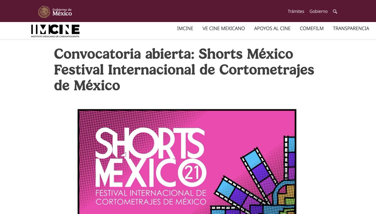 shortsmexico's tweet photo. Gracias por la difusión @imcine #shortsméxico21
https://t.co/fftBfR2VVp https://t.co/DWzZ6ITEpU