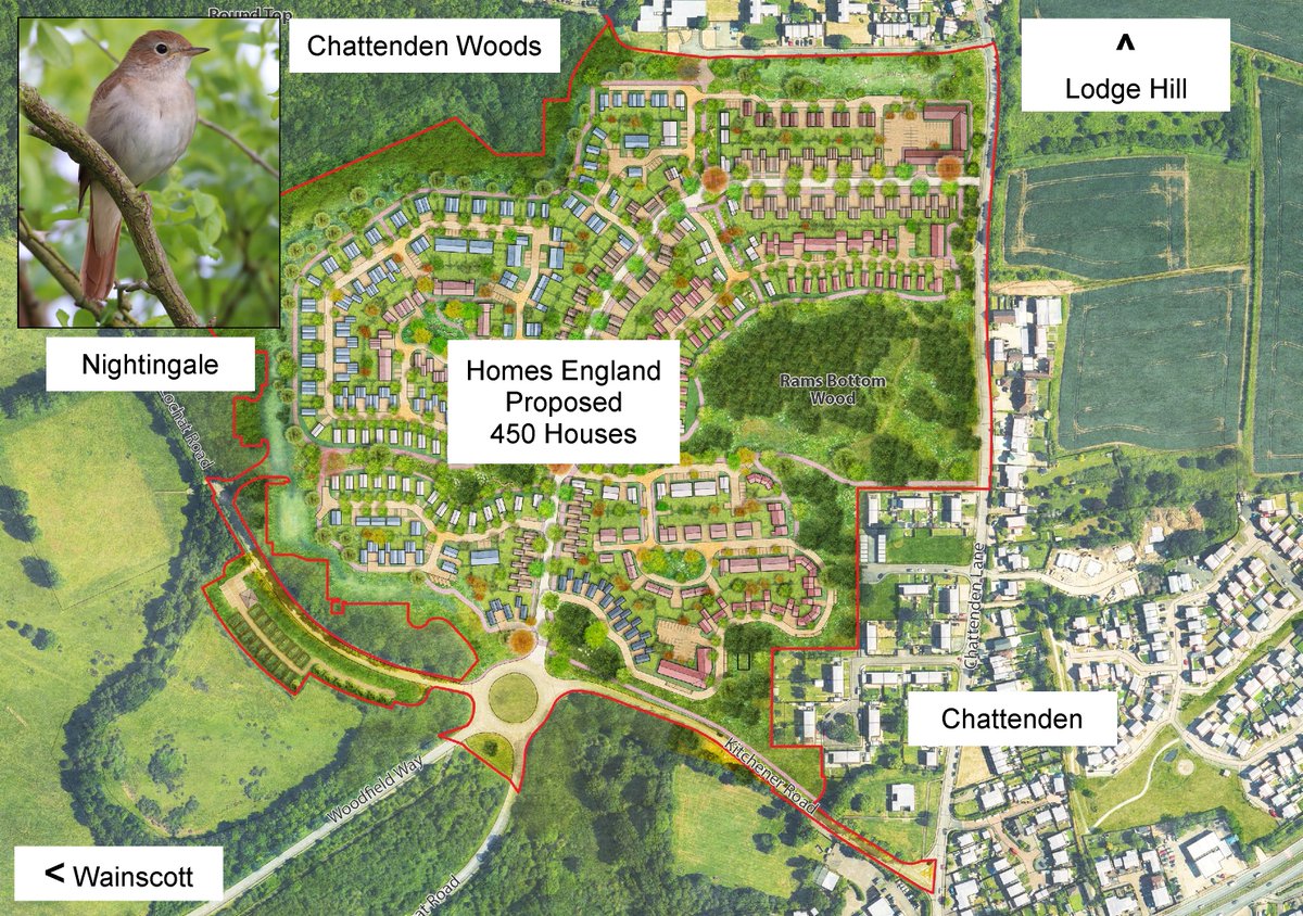 SaveTheHooPenin's tweet photo. 1/3

🌳🐦 Help save the Nightingales at Chattenden Woods &amp; Lodge Hill SSSI 🐦🌳

The Government's housing and regeneration agency, Homes England, has submitted a planning application (reference number MC/26/0436) to build 450 houses on the former Chattenden Barracks site on the https://t.co/fvchDf0ERt
