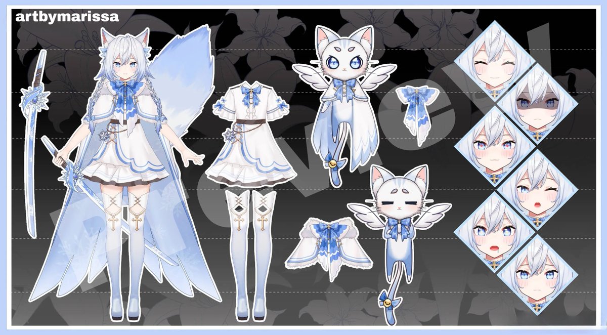artbymarissa's tweet photo. Made this VTuber Model Reference Sheet Design <3 (If any one needs something for their #twitch #youtube #Kick channels then I'm up for commissions DMs Open) #characterdesign #illustration #emote #animator #ArtistOnTwitter #GraphicDesigner https://t.co/ffWaPAhQcE
