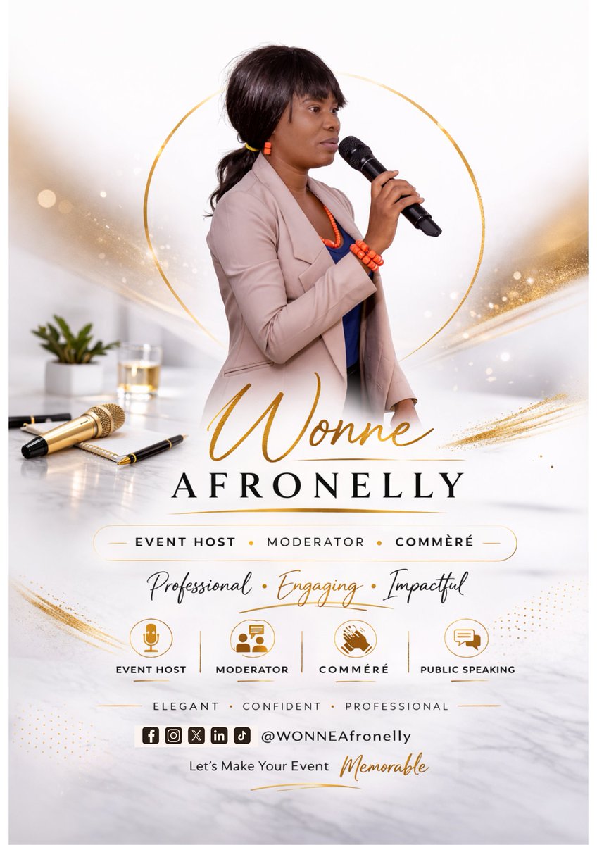🎤 A Sassy 𝐂𝐨𝐦𝐦𝐞𝐫é, Smooth 𝐌𝐨𝐝𝐞𝐫𝐚𝐭𝐨𝐫 and  An Unforgettable 𝐇𝐨𝐬𝐭.

Every great event deserves a voice that commands the room and a presence that captivates the audience even after closing remarks.

Make your event memorable with me

Call/DM😎
#sassy #mc #IranWar