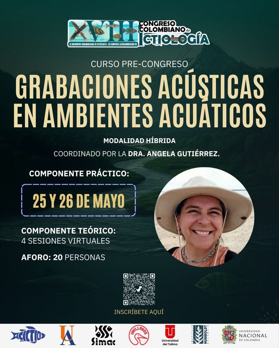 inst_humboldt's tweet photo. Muchos peces pueden producir sonidos. Te invitamos al curso 'Grabaciones acústicas en ambientes acuáticos', durante el XVIII Congreso Colombiano de Ictiología organizado por @ACICTIOS y la @UNALOficial. 
Info: https://t.co/EScsq4xEUA 
Inscripción al curso: https://t.co/wxO18adIJK https://t.co/2vmnrwQjNw