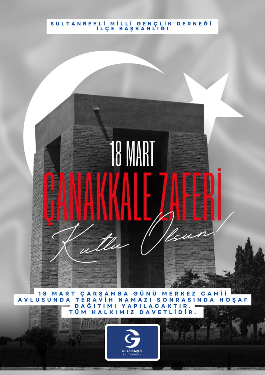 sbeylimgd's tweet photo. 18 Mart Çarşamba günü teravih namazı sonrasında  merkez camii avlusunda hoşaf dağıtımı olacaktır 
Tüm halkımız davetlidir.
#TarıkÖZER 
milliGençlikDerneği
Sultanbeyli İlçe Başkanı 
#18MartÇanakkaleZaferi https://t.co/g4EzdT6EoA