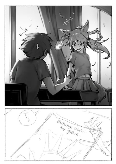 once a while... doing normal SFW commission, while studying and cooking my artstyle (❁'◡`❁)

WIP Kira comic 