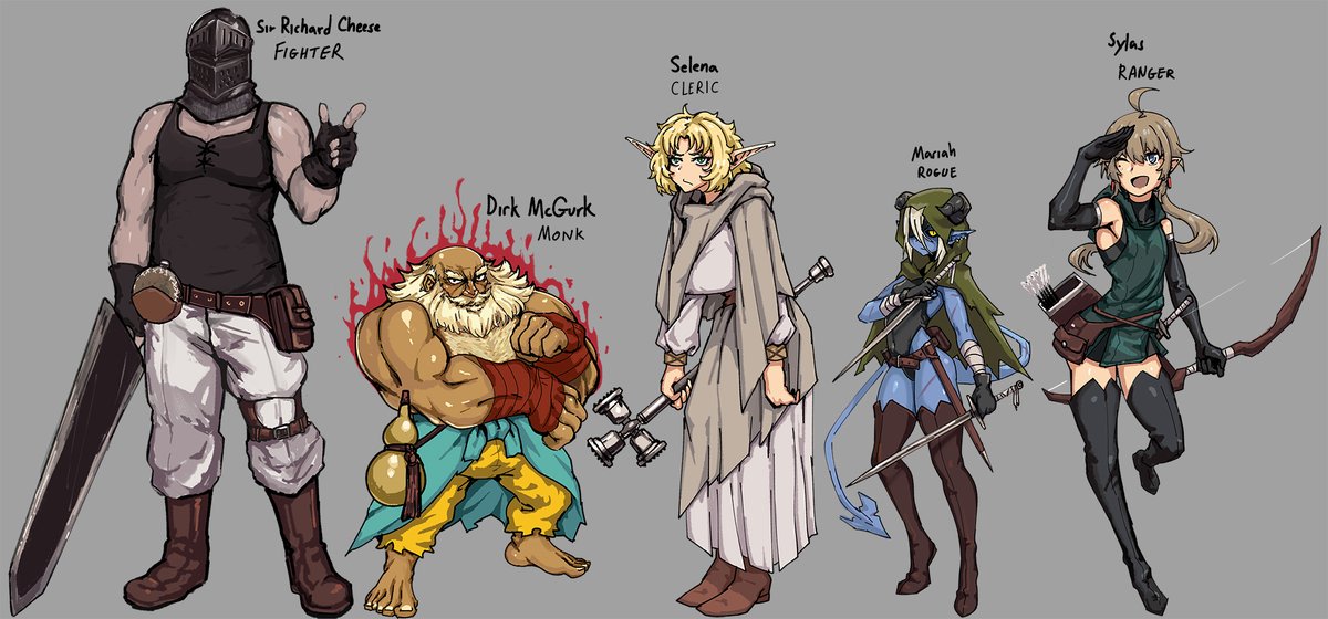 Doodling a few friend's ttg characters while practicing with a new brush.