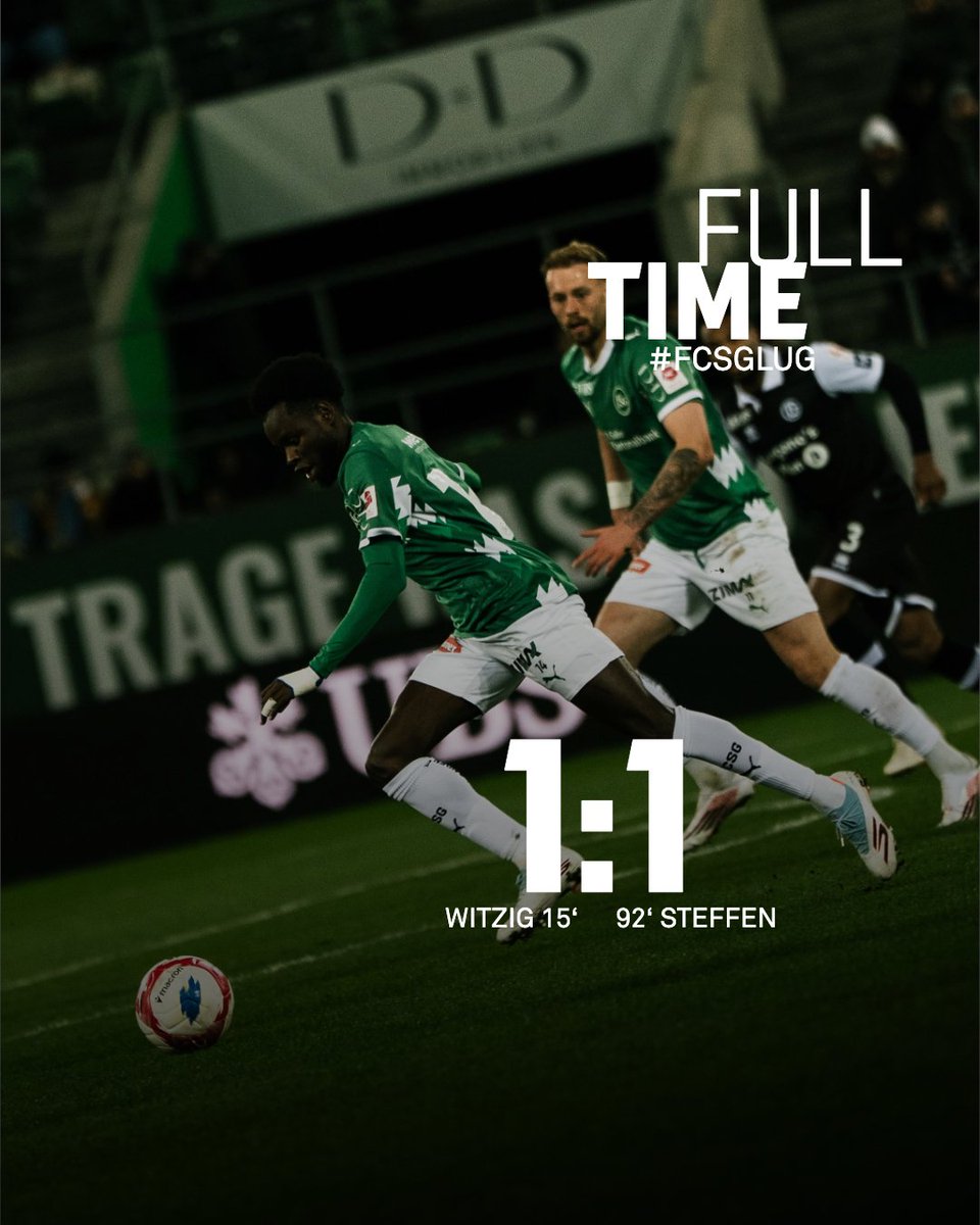 FCSG_1879's tweet photo. Unentschieden gegen den FC Lugano. 😕
#FCSG #GrüewissImHerz #FCSGLUG https://t.co/O0ERs8U5f7
