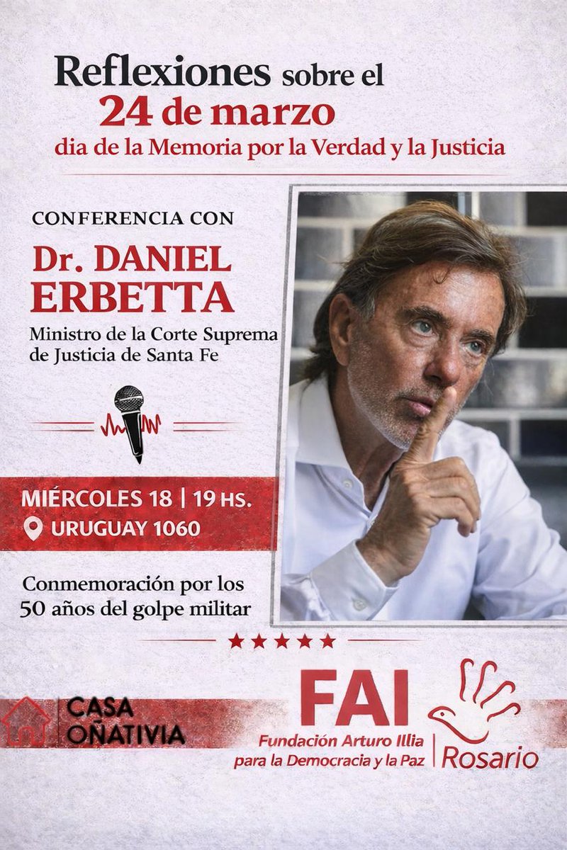 Día miércoles 18 de marzo, seguiremos con esta actividad. Recordando y repudiando el golpe fascista en la ciudad de Rosario. A 50 años, #NuncaMas #SomoslaVida #SomoslaPaz