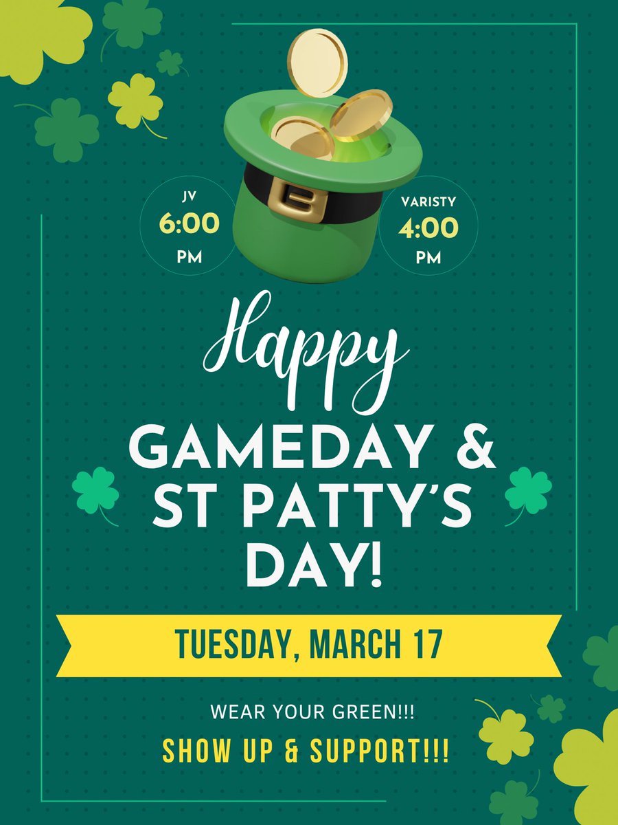 ITS GAMEDAY and… ST PATTY’S DAY!!! The Warriors are feeling lucky tonight! Come out and support the baseball team💚🍀 #letsgowarriors #feelinglucky