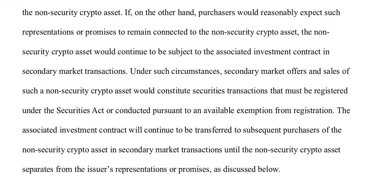 david_r_barrera's tweet photo. Incredible mental gymnastics here to say that the token is not a security but that selling the token is a securities transaction. If a sale of an instrument is a securities transaction, by definition and logical necessity the instrument is a security. But fine if they insist on saying it is not a security because it makes them feel better. The result is the same anyway.