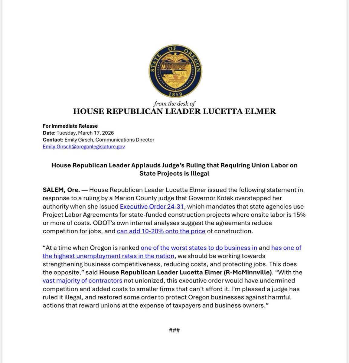 Oregon House Republicans tweet media