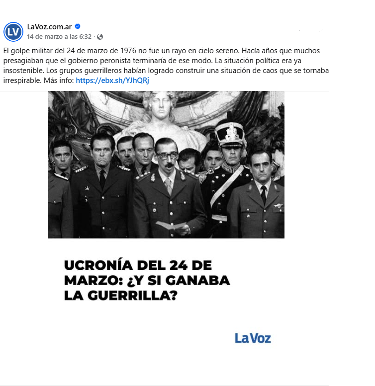 Desde el oficialismo, la oposición, sindicalistas, clero, partidos políticos, ciudadanía en gral, pedían a gritos el "Golpe del 24 de marzo".
#Memoria
Más info: ebx.sh/YJhQRj