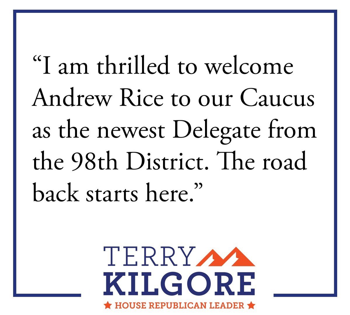BradKutner's tweet image. INBOX: @delterrykilgore congratulates Andrew Rice in tonight’s SE win for va98 #valeg