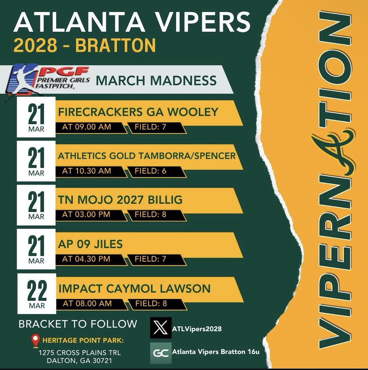 EmmeHackworth's tweet photo. I’m so excited to get back on the field with the girls this weekend! I’ve been working super hard this off season in the bullpen working on my synchronization and body position and in the gym getting stronger. Can’t wait to see how it pays off! GO VIPERS!💛💚 https://t.co/uUUKVnXXsu