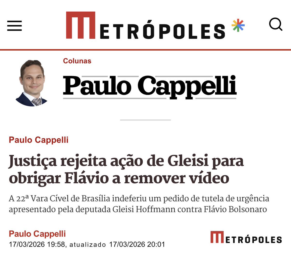 Justiça rejeita ação de Gleisi Hoffmann para obrigar Flávio Bolsonaro a remover vídeo: “Liberdade de expressão” 

Perdeu Mané, não amola <a href="/gleisi/">Gleisi Hoffmann</a>