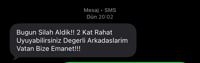 Tueztrk54's tweet photo. Bedelli askerlik yapan arkadaşımın attığı sms mesajı😂 https://t.co/2q9mMFjdWB