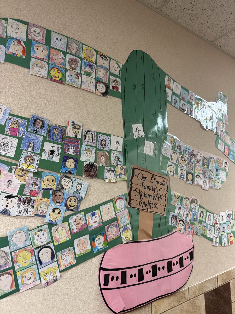 msgreenteach's tweet photo. Wolman Elementary is Sticking With Kindness! Students &amp; Staff created self portraits, grouped them by grade level classes to represent individual &amp; school family kindness. ❤️my students &amp; staff!! @TXarted  @KatyISDFineArts 
#bigartday26 https://t.co/7wrKcikg9p