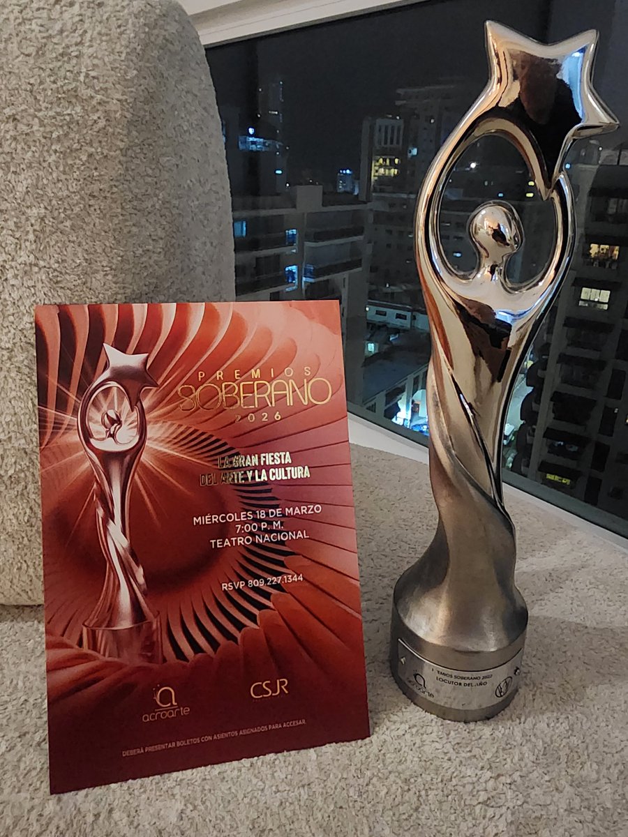 Nos vemos en Premios Soberano!!!.

Mi honor es doble:
1- Ya gané un Premio Soberano.
2- Es la mejor premiación.

Graciassss a <a href="/AcroarteRD/">AcroarteRD</a> y <a href="/PremioSoberano/">Premios Soberano RD</a> por invitarme cada año.

#YoApoyoLosPremiosSoberano