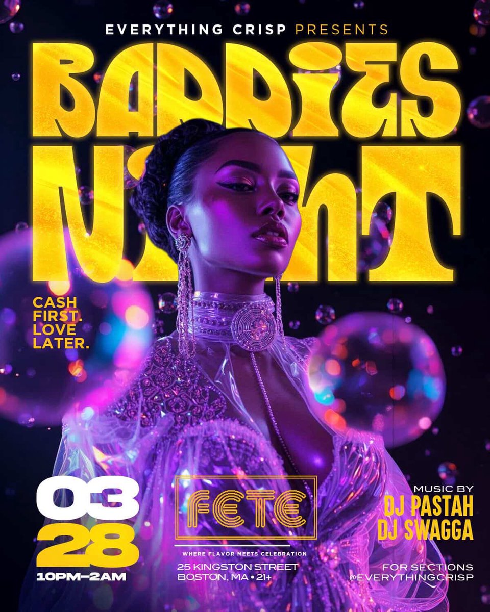 everythingcrisp's tweet photo. 💜✨ BADDIES NIGHT ✨💜

🌹 First 100 baddies get a Rose
DM To Get On Guestlist !!!

🗓️ Saturday March 28
📍 @feteonkingston

🎟️ Early Bird tickets LIVE now
@eventbrite + https://t.co/KF8777QHtf

#BaddiesNight #EverythingCrisp #GrownAndOutside #BostonNightlife https://t.co/Prh534g6Cy