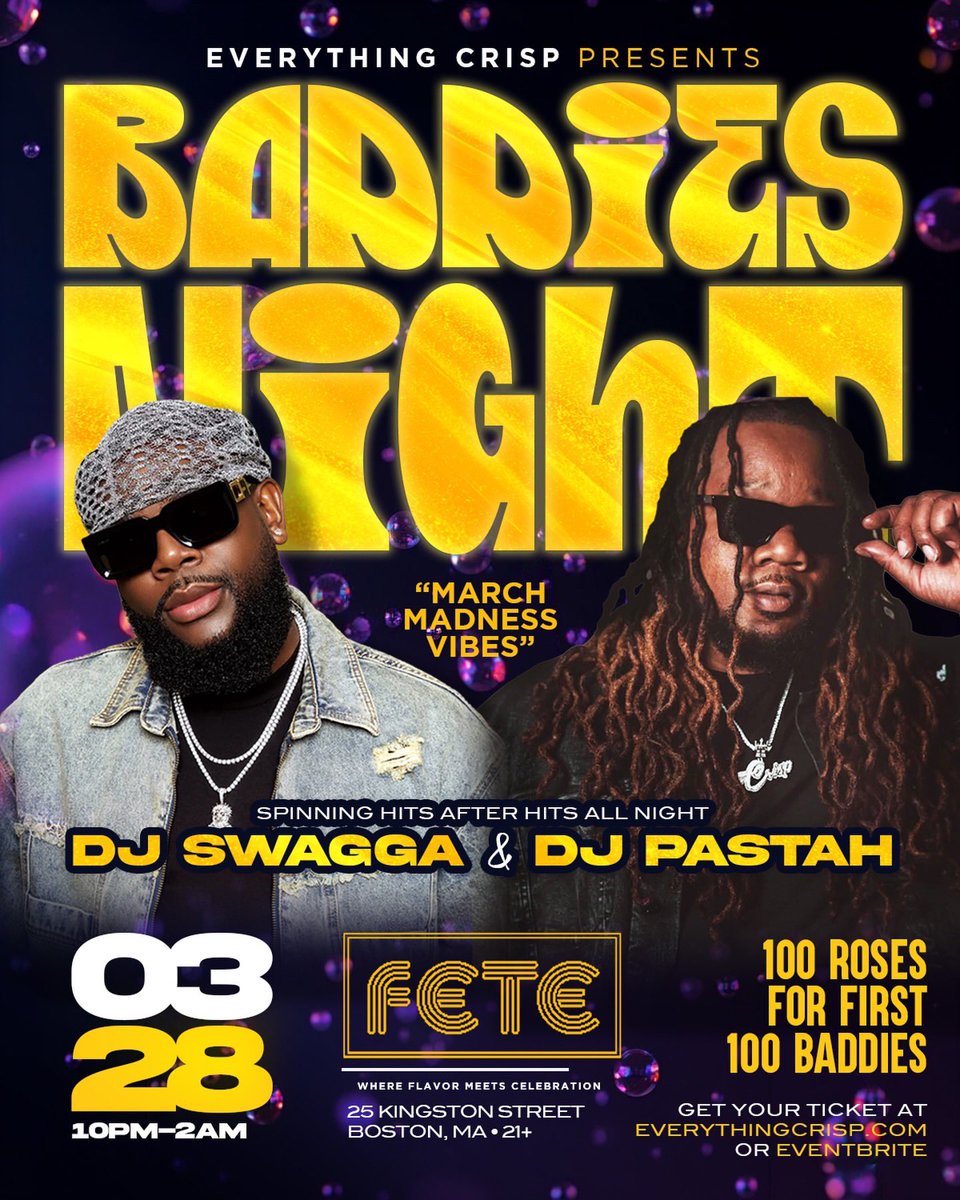 everythingcrisp's tweet photo. WE LOVE BAD … 💜

Grown. Fly. Active.
Everybody dancing. Nobody standing by the wall.

🌹 First 100 baddies get a Rose.

🗓️ Saturday March 28
📍 @feteonkingston

🎟️ Early Bird tickets LIVE
Link in bio https://t.co/gwC3QWPhRm