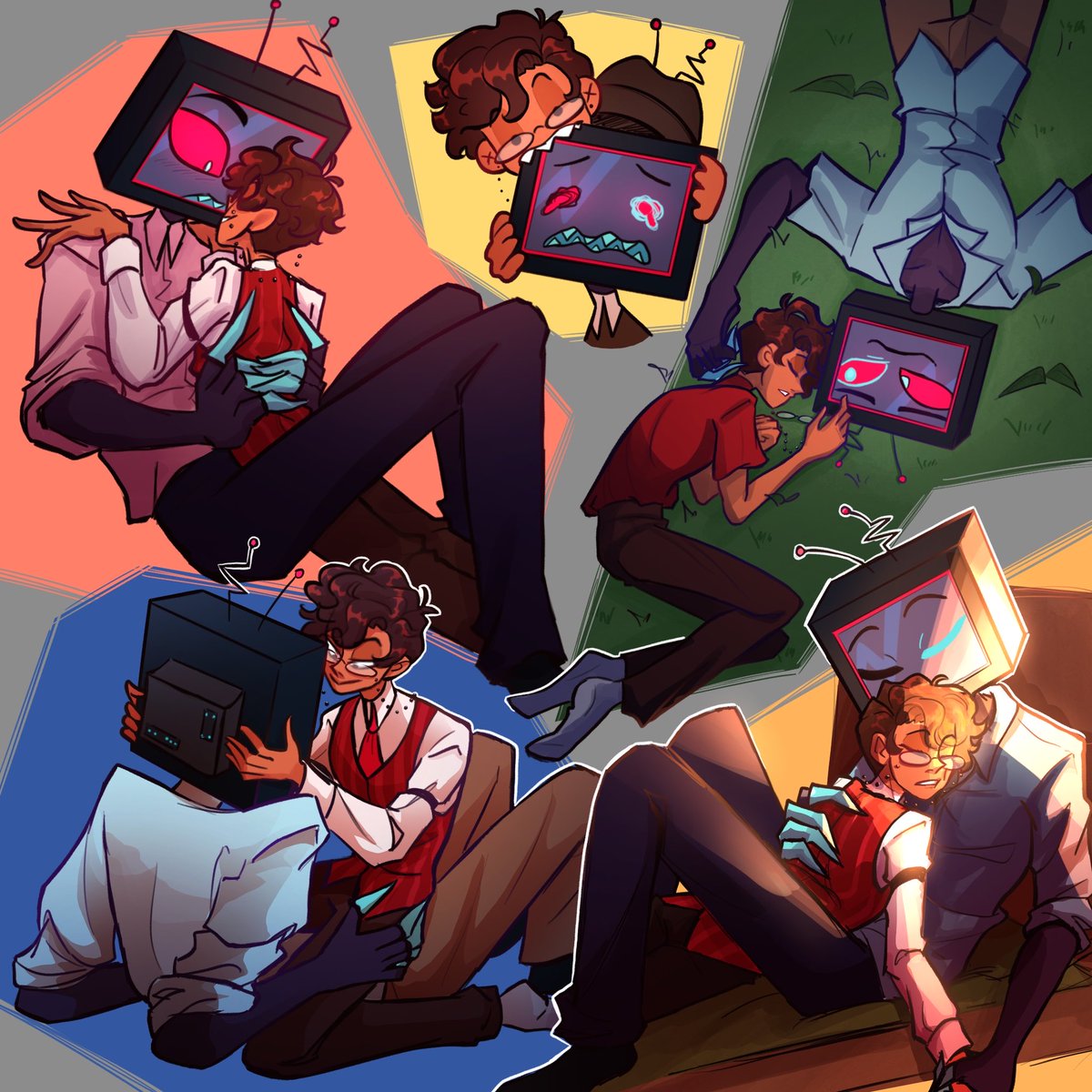 AnonDrawsFanart's tweet photo. New chapter out on my human Alastor x post-s2 demon Vox fic „In Blackwater Woods“
- In which Vox at the finale of season 2 gets thrown back in time and is accidentally summoned by Alastor 

https://t.co/oHomlJYcB4
You can check it out here! :D

#HazbinHotel #RadioStatic #voxal https://t.co/kTpnkwOF44