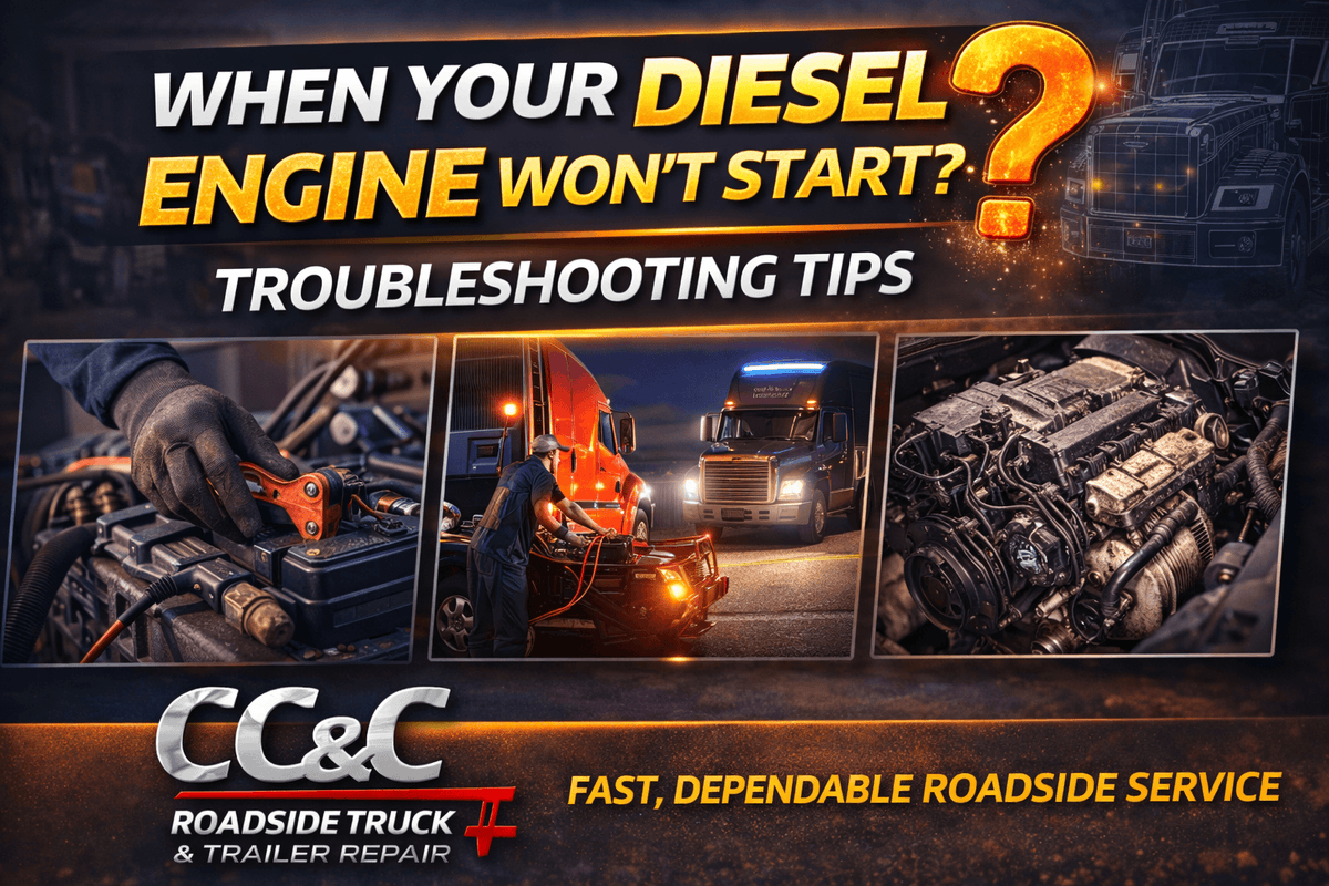 CCandCRoadside's tweet photo. #DieselTruckEngine Won’t Start: Troubleshooting Tips. Few things are more frustrating than turning the key in your #SemiTruck and getting nothing but a click—or endless cranking with no ignition. When a #DieselEngine won’t start, time is money.
https://t.co/xXw50iWwBq https://t.co/NuR68WoUUE