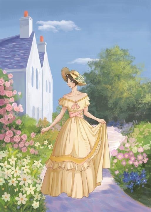 In this picturesque garden, the girl strolls gracefully in a soft yellow dress, as if walking into a dream. The gentle breeze caresses her, and the sunlight warms her face, bringing peace and beauty. 📷📷⁩