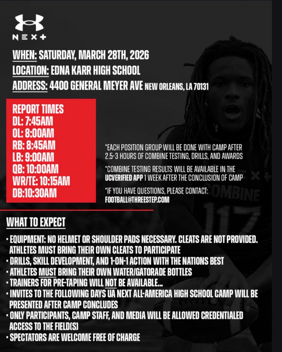 BraxtinHarris's tweet photo. I’m excited to say that I will be attending Under Amour camp March 28th‼️@MikeCoppage1 @KrisPeters06 @CoachLanceo @FbIberia @GridironFootbal @ShannonBelt3 @4thQtMentality https://t.co/yiMN5oWtuR