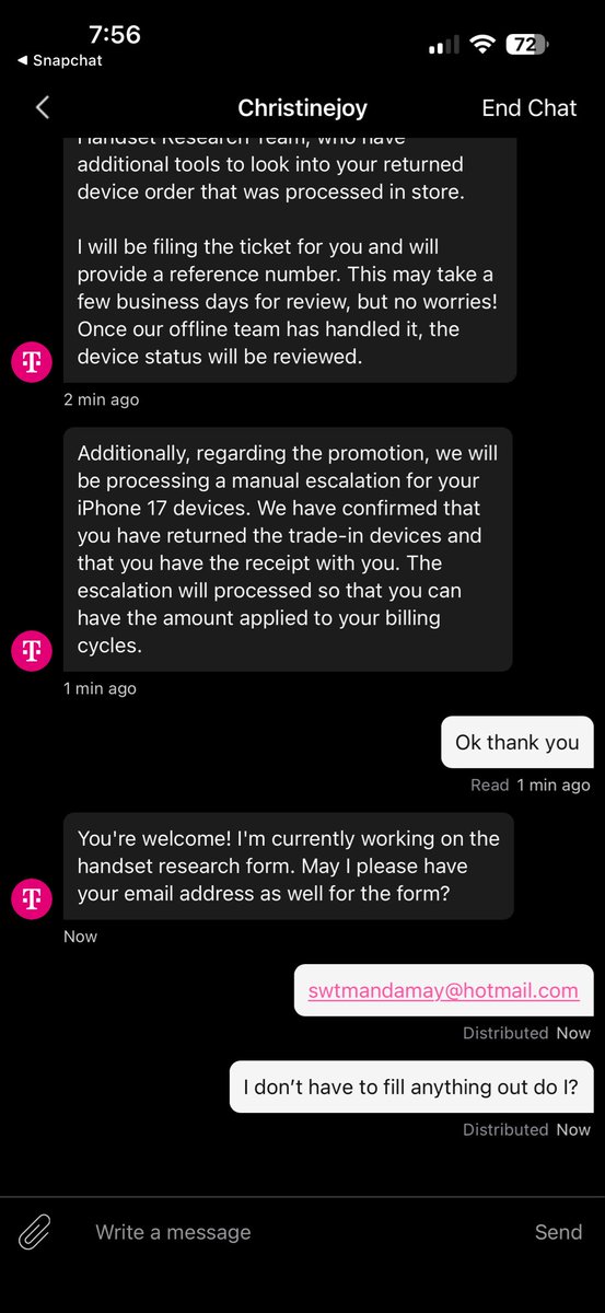 swtmandamay's tweet photo. @TMobile my phone was dropped off at your Geneva NY store and was never sent in. Phones were dropped off in december!.. Then I was lied to! Screen shots to come https://t.co/i70QEBuDPv