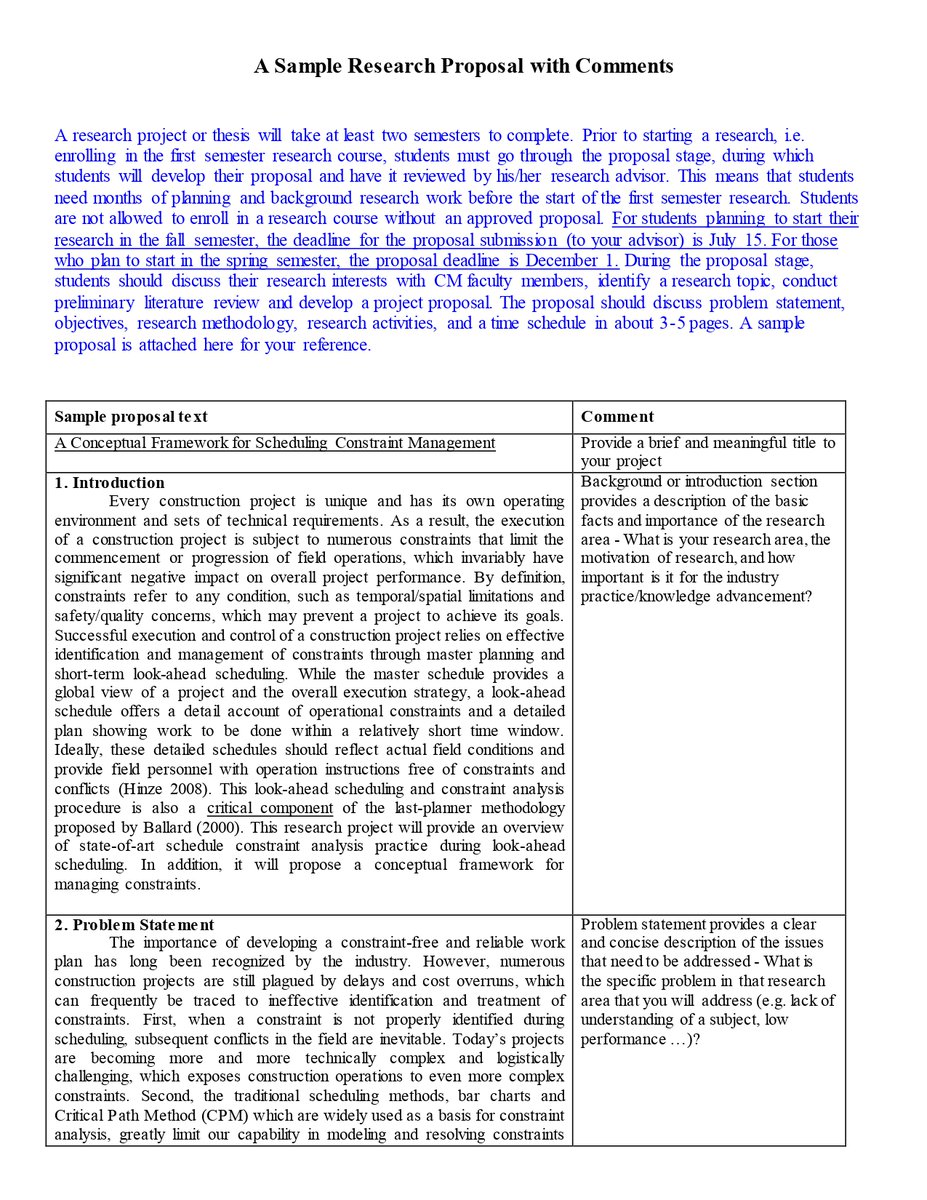 A Sample Research Proposal with Comments
