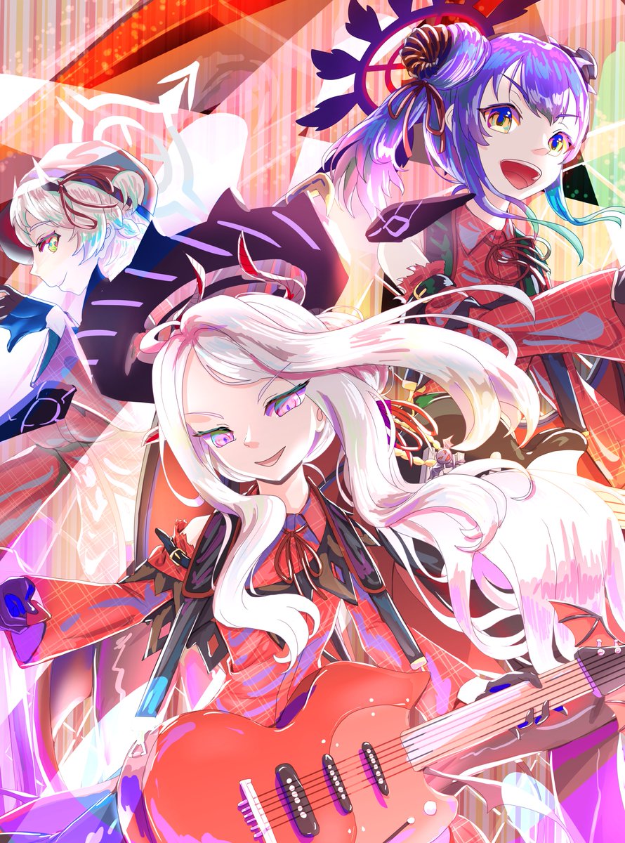 新規絵、N.N様のリクエスト絵で、オリ生徒と空崎ヒナ、氷室セナがトリニティ学園祭のアイドルコンテストに参加した設定のイラストです。
えー、大チョンボです。実はスカート指定だったのですが、普通にパンツルックで描いてました。絵の配置的に下半身見えづらいですが……。
申し訳ありません……。