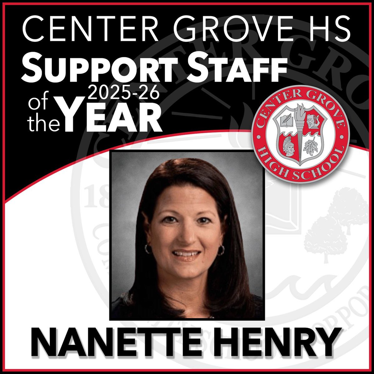 CenterGroveHS's tweet photo. Center Grove High School's 2025–26 Building Support Staff Employee of the Year is Nanette Henry! 🌟 

Join us in congratulating Nanette and celebrating this outstanding achievement.

#E3CG #ExceptionalEducation #CenterGrovePride https://t.co/CK81oIhFXp