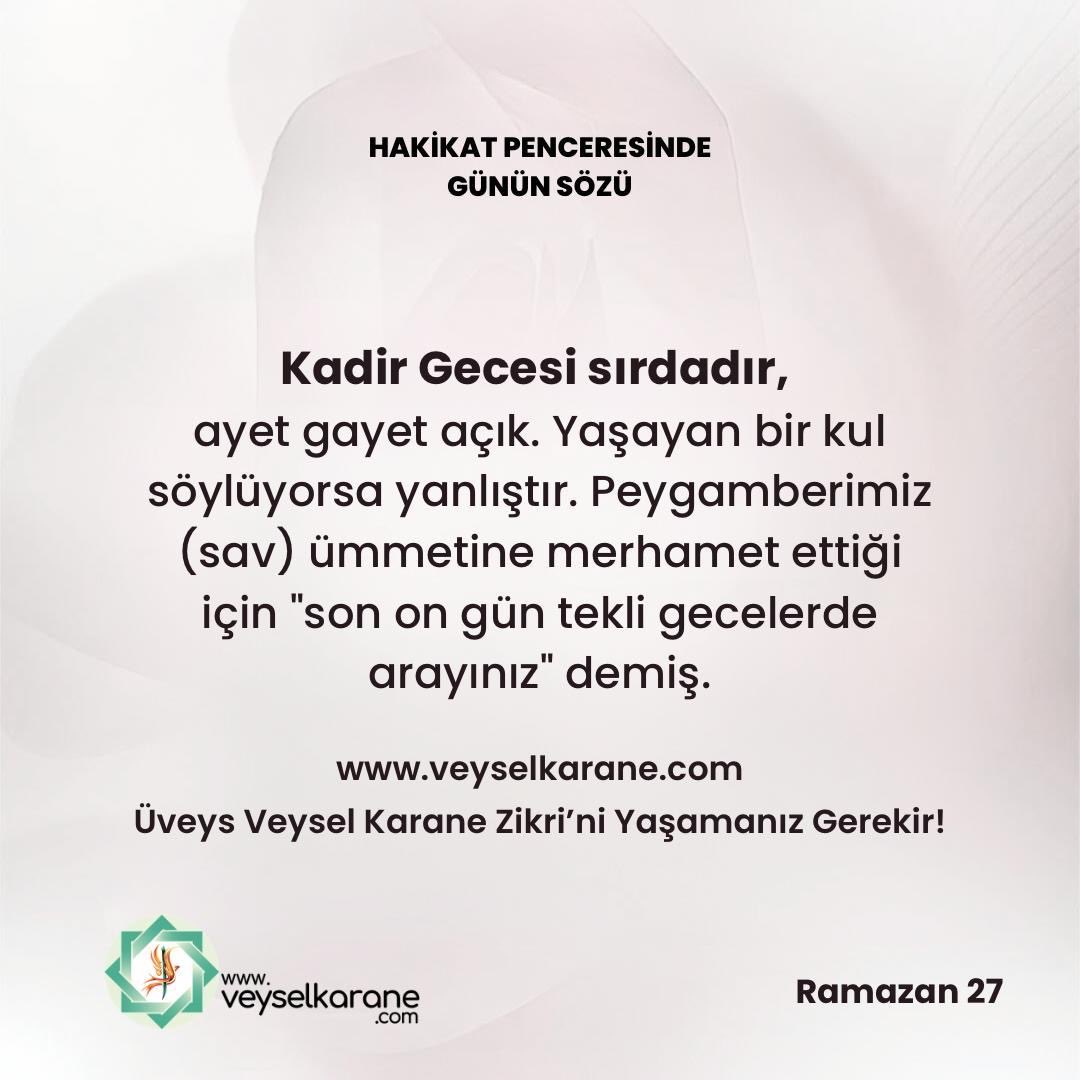 UveysleriS's tweet photo. -Doğrusu Biz onu (Kur'an'ı)
Kadir gecesinde indirdik.
-Kadir gecesinin ne olduğunu ne bildirdi ki sana? Bin aydan hayırlıdır o Kadir gecesi. -Onda melekler ve Ruh, Rablerinin izniyle (yapılacak) her iş için peyderpey inerler. -Bir selam (güvenlik) dir o gece, ta tan atana kadar. https://t.co/GC4yXyJX8S