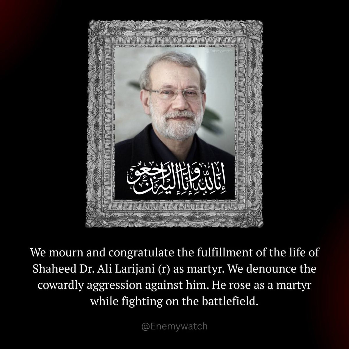 zainab_mirza28's tweet photo. ﴿ إِنَّا لِلّٰهِ وَإِنَّا إِلَيْهِ رَاجِعُونَ ﴾

﴿ وَلَا تَحۡسَبَنَّ ٱلَّذِينَ قُتِلُوا۟ فِی سَبِیلِ ٱللَّهِ أَمۡوَٰتَۢاۚ بَلۡ أَحۡیَآءٌ عِندَ رَبِّهِمۡ یُرۡزَقُونَ ﴾ https://t.co/LId2drppj8