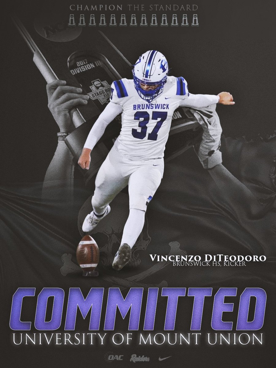 VDiteodoro's tweet photo. Excited to announce my commitment to Mount Union! thank you to my family, friends and Coaches for all the support. #agtg @MountUnionFB @Coach_allendl @CoachMJackson_ @D_Madden_Punter https://t.co/PxUWCubC4t