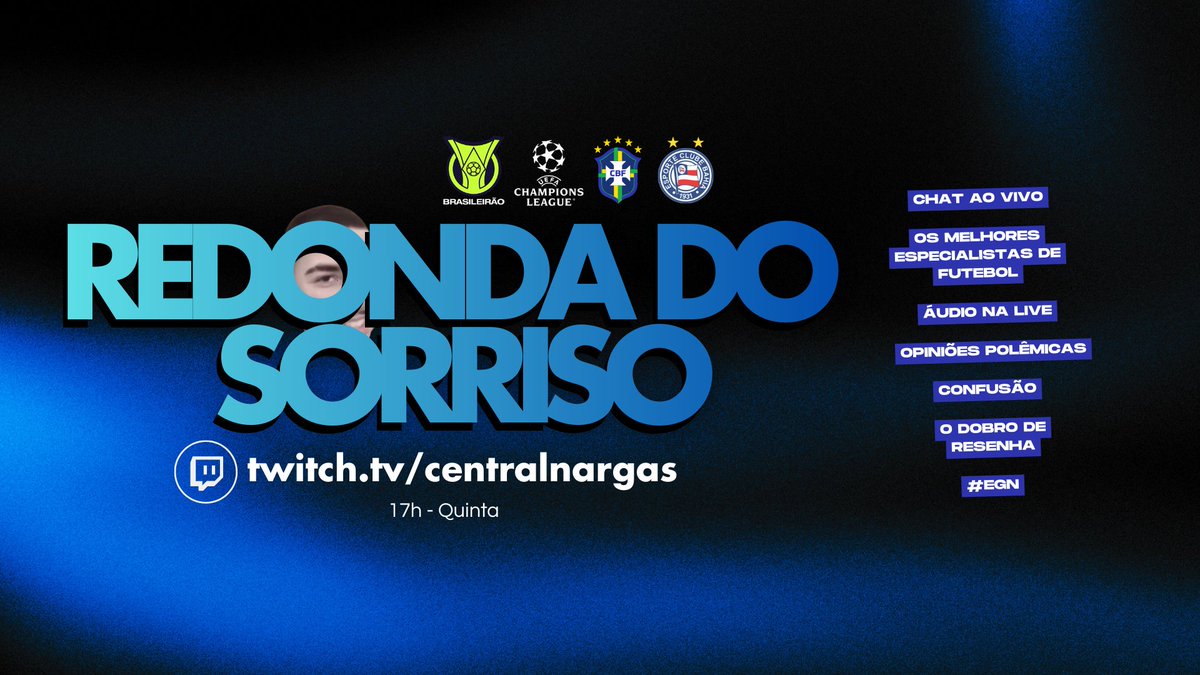 CentralNargas's tweet photo. Eu e @NAOSMILE123 estaremos apresentando a REDONDA DO SORRISO! 

Com diversos especialistas, estaremos comentando sobre os assuntos mais quentes do mundo da bola ⚽️

Com membros da EGN e alguns convidados esporádicos vamos dar nossa opinião sempre IMPARCIAL! 

JÁ BORA! 🔥 https://t.co/pxki4FKsot