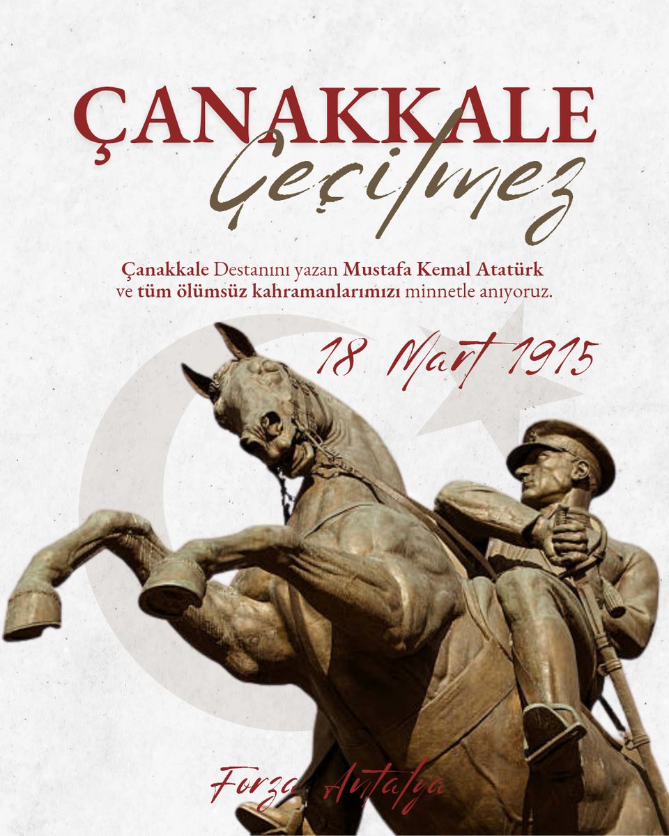🇹🇷 Dur Yolcu!
 
Çanakkale destanını yazan Mustafa Kemal Atatürk ve tüm ölümsüz kahramanlarımızı minnetle anıyoruz.

♾️ 18 Mart 1915

#ÇanakkaleGeçilmez
#BirDestandırÇanakkale
#Çanakkale